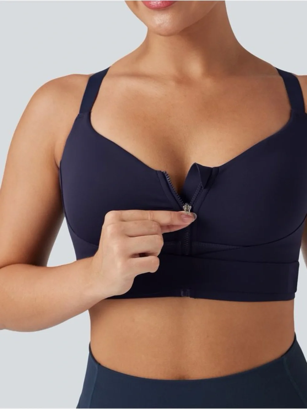 Halara SpeedWave™ Medium Support Push Up Zipper Adjustable Sports Bra large